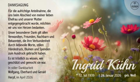 Danksagung Ingrid Kühn