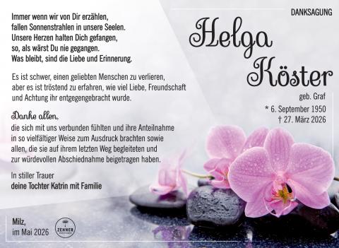 Danksagung Helga Köster