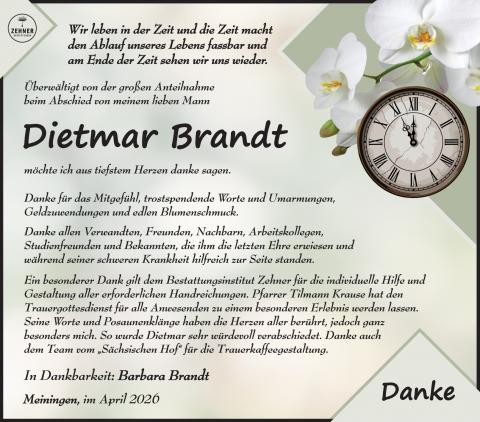 Danksagung Dietmar Brandt