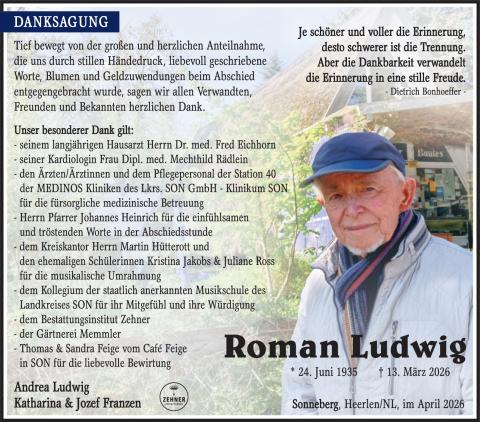Danksagung Roman Ludwig