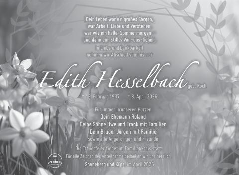 Traueranzeige Edith Hesselbach