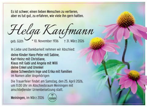 Traueranzeige Helga Kaufmann