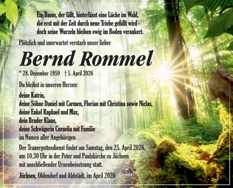 Traueranzeige Bernd Rommel