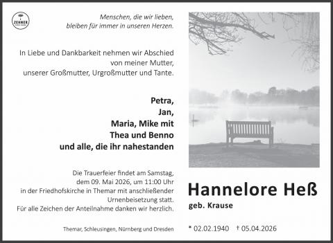 Traueranzeige Hannelore Heß