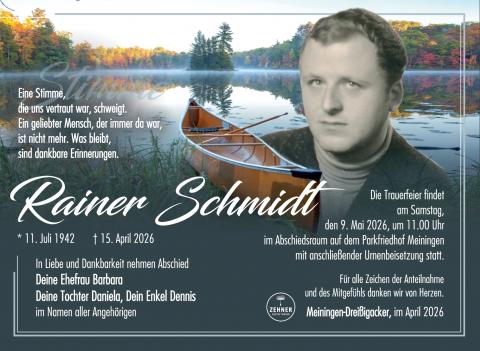 Traueranzeige Rainer Schmidt
