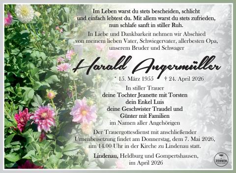 Traueranzeige Harald Angermüller