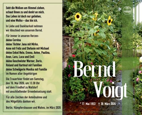 Traueranzeige Bernd Voigt