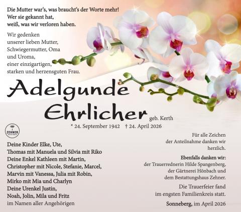 Traueranzeige Adelgunde Ehrlicher