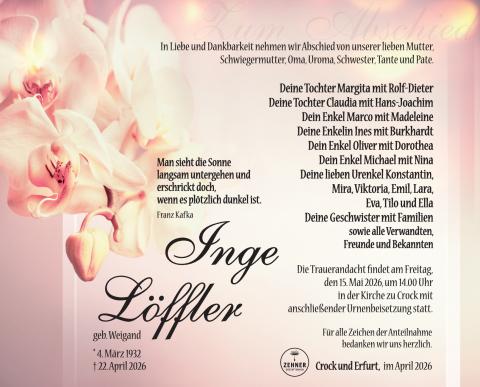 Traueranzeige Inge Löffler