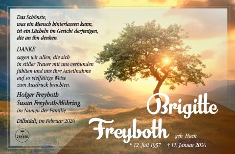 Danksagung Brigitte Freyboth