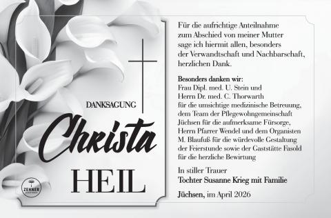 Danksagung Christa Heil