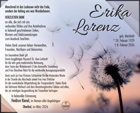 Danksagung Erika Lorenz