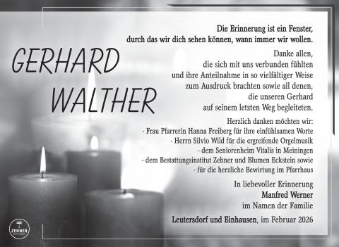 Danksagung Gerhard Walther