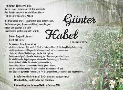 Danksagung Günter Habel