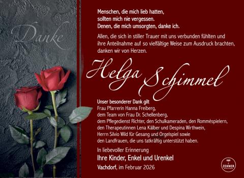 Danksagung Helga Schimmel