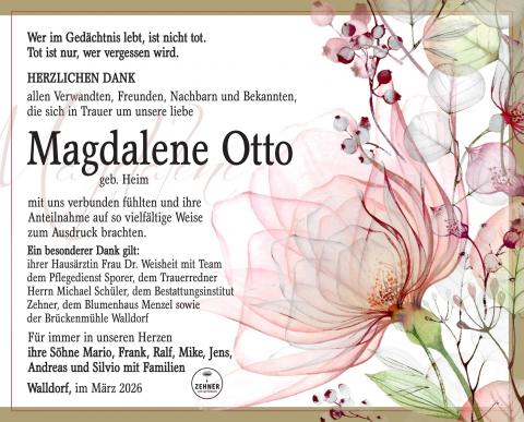 Danksagung Magdalene Otto