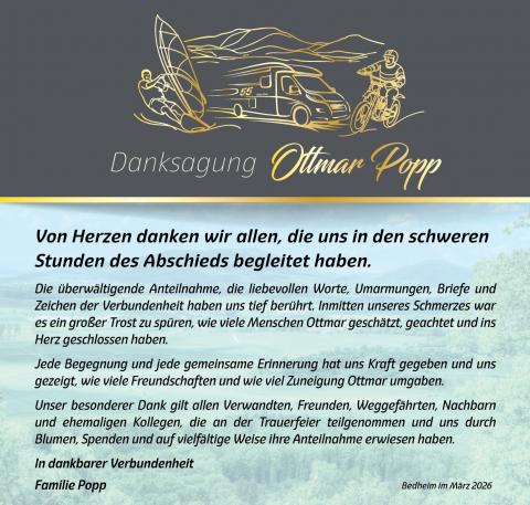 Danksagung Ottmar Popp