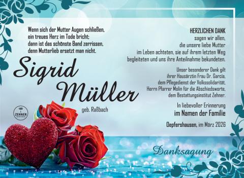 Danksagung Sigrid Müller