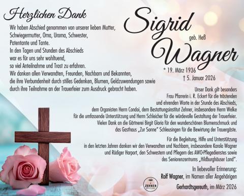 Danksagung Sigrid Wagner