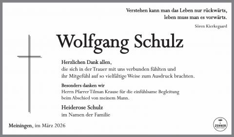 Danksagung Wolfgang Schulz