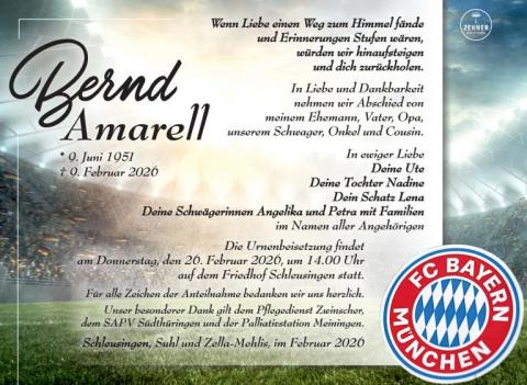 Traueranzeige Bernd Amarell