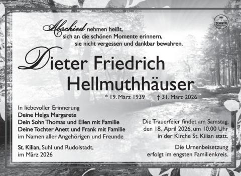 Traueranzeige Dieter Friedrich Hellmuthhäuser 