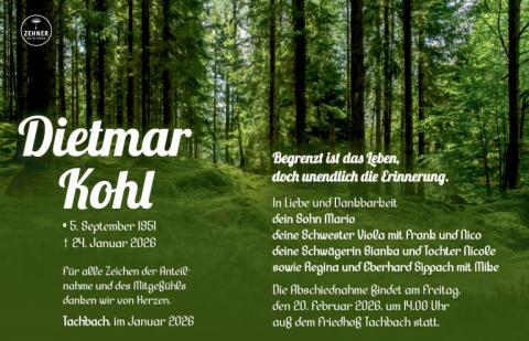 Traueranzeige Dietmar Kohl