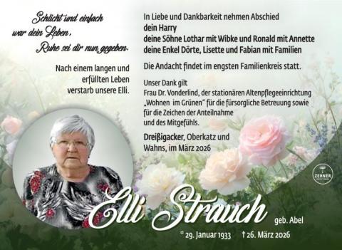 Traueranzeige Elli Strauch