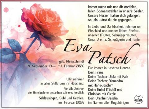 Traueranzeige Eva Patsch