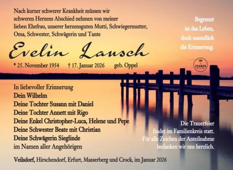 Traueranzeige Evelin Lausch
