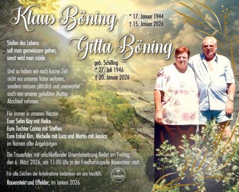 Traueranzeige Gitte Böning