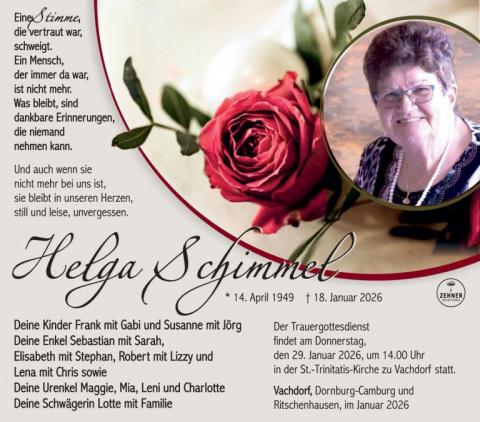 Traueranzeige Helga Schimmel