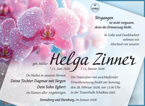 Traueranzeige Helga Zinner
