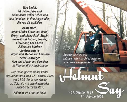 Traueranzeige Helmut Say