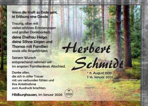 Traueranzeige Herbert Schmidt