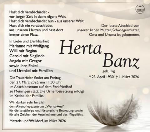 Traueranzeige Herta Banz