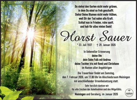 Traueranzeige Horst Sauer