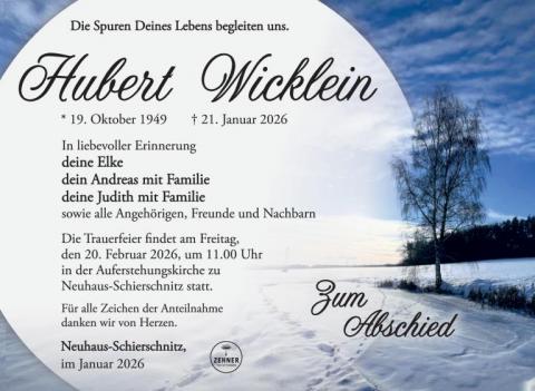 Traueranzeige Hubert Wicklein