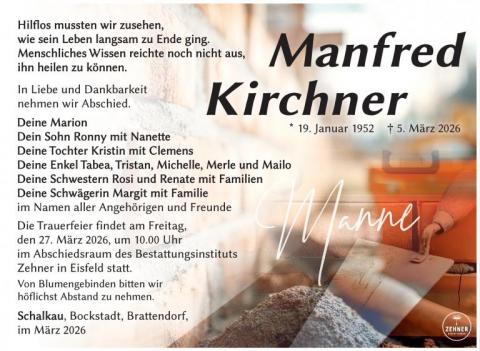 Traueranzeige Manfred Kirchner