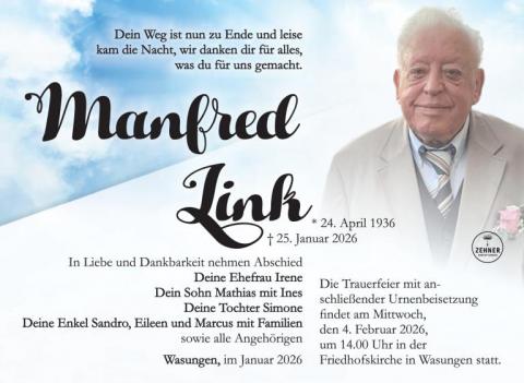 Traueranzeige Manfred Link