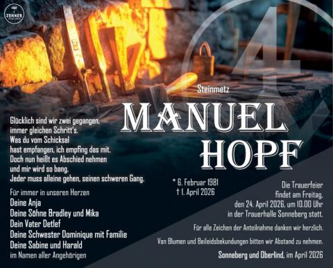Traueranzeige Manuel Hopf