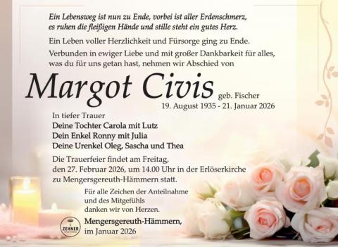 Traueranzeige Margot Civis