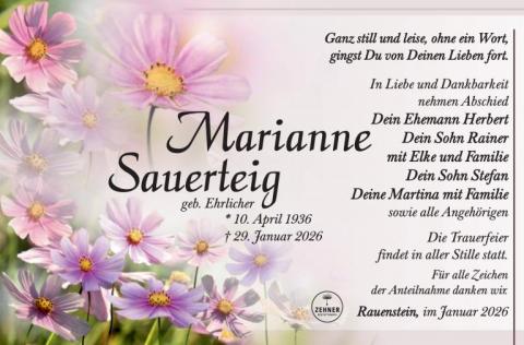 Traueranzeige Marianna Sauerteig