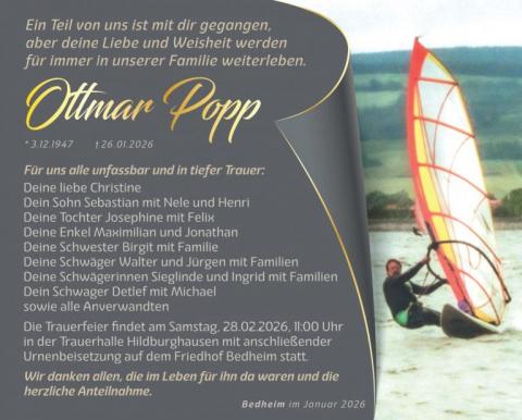 Traueranzeige Ottmar Popp