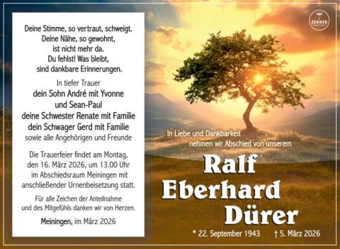 Traueranzeige Ralf Eberhard Dürer