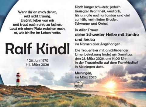 Traueranzeige Ralf Kindl