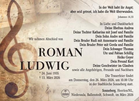 Traueranzeige Roman Ludwig