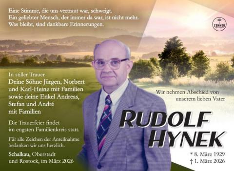 Traueranzeige Rudolf Hynek