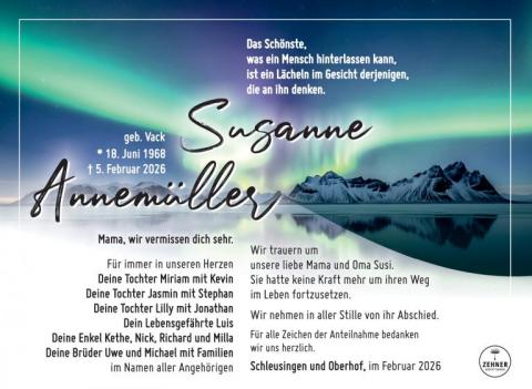 Traueranzeige Susanne Annemüller