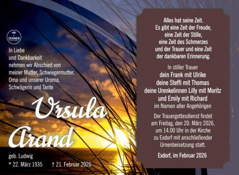 Traueranzeige Ursula Brand